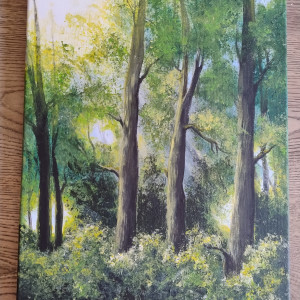 "Słoneczny las" - obraz , akryl na płótnie