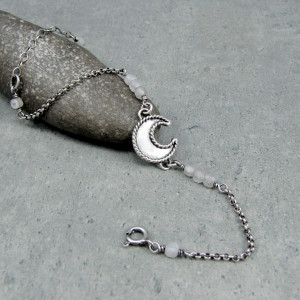 Słowiańska bransoletka z lunulą i kamieniem księżycowym