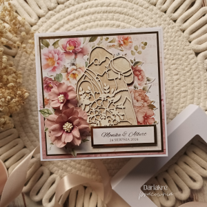 Ślub, kartka w pudełku personalizowana, brudny róż, s50