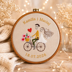Ślubna, indywidualna dedykacja, haft w oprawie vintage