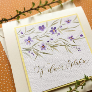 Ślubne fiołkowa ecru możliwa personalizacja