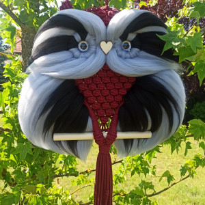 Sowa na kole makrama wełna prezent