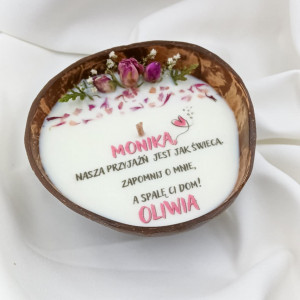 "SPALĘ CI DOM!" personalizowana świeca w kokosie