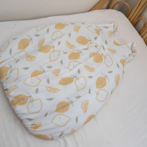 Śpiworek do spania dla niemowlaka 0-6 msc muślin cytrynki