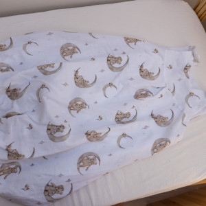 Śpiworek do spania dla niemowlaka 0-6 msc muślin misie na ks