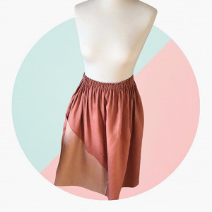 Spódnica lniana z kieszeniami midi piękny kolor