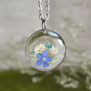 Srebrna zawieszka niezapominajki kwiaty