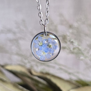 Srebrna zawieszka niezapominajki kwiaty wisiorek