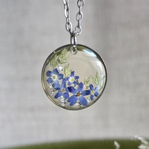 Srebrna zawieszka z kwiatami niezapominajkami srebrny