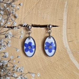 Srebrne kolczyki z kwiatami niezapominajkami