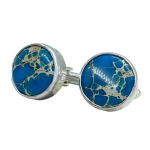 Srebrne spinki do mankietów z jaspisem a935