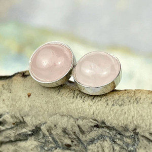 Srebrne sztyfty z różowym kwarcem d193