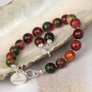 Srebrny komplet z kolorowym jadeitem a1000-20