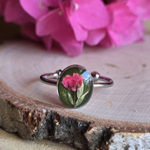 Srebrny pierścionek różowy kwiat