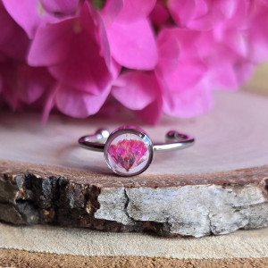 Srebrny pierścionek wieczny kwiat różowy