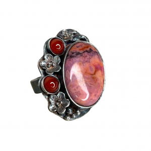 Srebrny pierścionek z agatem koronkowym - ciepło barw a1153