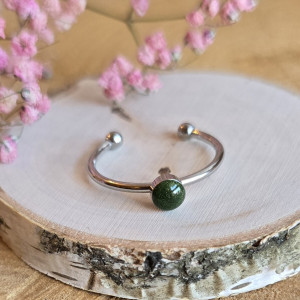Srebrny pierścionek zielony żywica delikatny
