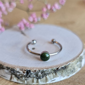 Srebrny pierścionek zielony żywica mały delikatny