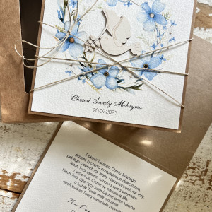 Stylowa kartka na chrzest z pudełkiem wianek 2554