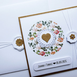 Stylowa kartka na ślub ręcznie robiona oryginalna z imionami handmade