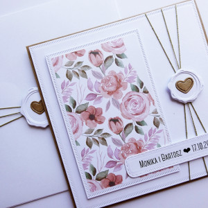 Stylowa kartka ślubna  personalizowana ręcznie robiona pamiątka ślubu