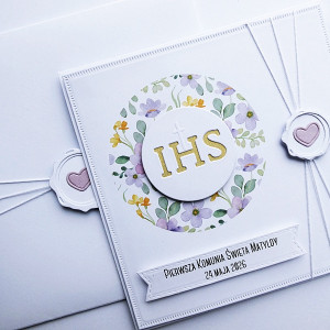 Subtelna kartka na Komunię ręcznie robiona