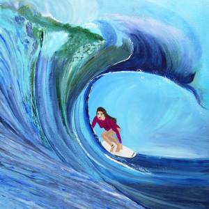 Surfing ,akryl. Format 70x60