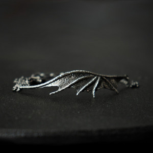 Surowa bransoletka ze srebra smocze skrzydło