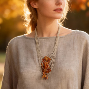 Surowe bursztyny naszyjnik