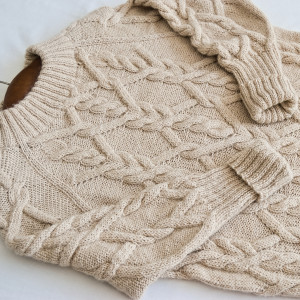 Sweter - tunika z czystej alpaki beżowa