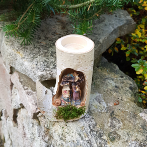 Świąteczna szopka z brzozy – leśny świecznik handmade #9