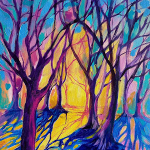 "Światło" obraz akrylowy 70x50 - pejzaż, las
