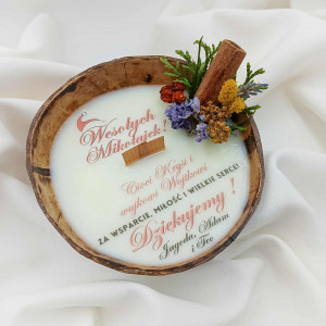 Świeca w kokosie na Mikołajki / dla Cioci i Wujka / podziękowanie