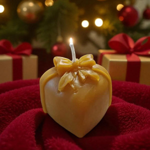 Świeca z wosku pszczelego SERCE – ręcznie robiona