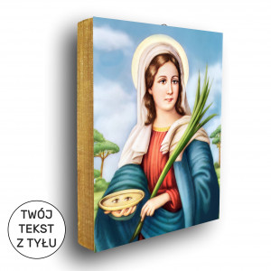 Święta  Łucja - ikona z tekstem z tyłu