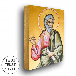 Święty Andrzej  Apostoł - ikona z tekstem z tyłu