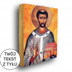 Święty Augustyn - ikona z  tekstem z tyłu