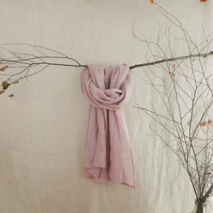 Szal lniany - pudrowy róż