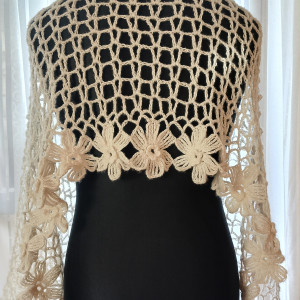 Szal mgiełka z kwiatami