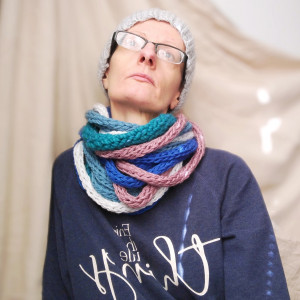 Szal zamotka szalik wrzosowo morski