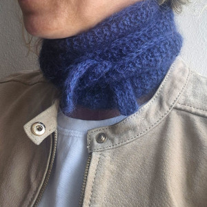 Szalissant – mini szalik alpaka & moher z jedwabiem, granatowy melanż