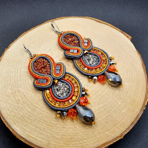 Szar0-miedziane kolczyki sutasz