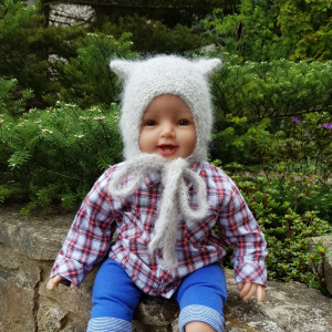 Szara Czapka Kot, kitty  alpaka/merynos
