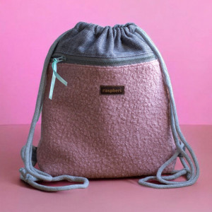 Szaro-różowy workoplecak z przednią kieszenią