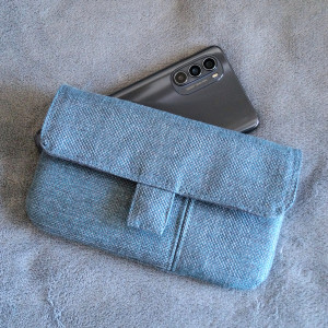 szaro-turkusowe etui na telefon z kieszonkami