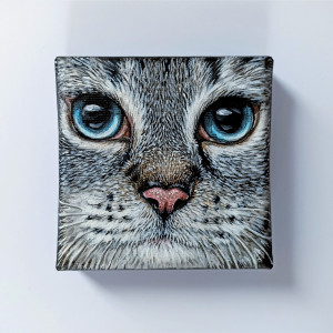 Szary Kot - kwadratowy obraz 10x10cm
