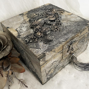 Szkatułka, pudełko z ważką vintage silver