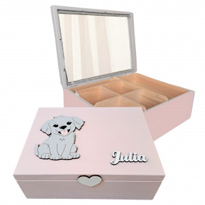 Szkatułka z lusterkiem, drewniana-L25