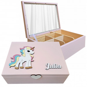 Szkatułka z lusterkiem, wiele przegródek-L32