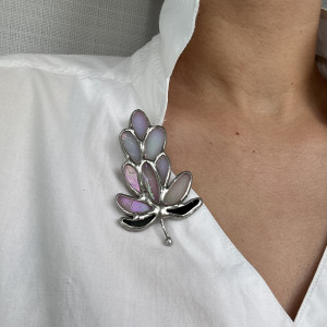 Szklana Witrażowa broszka Kwiat Lawenda